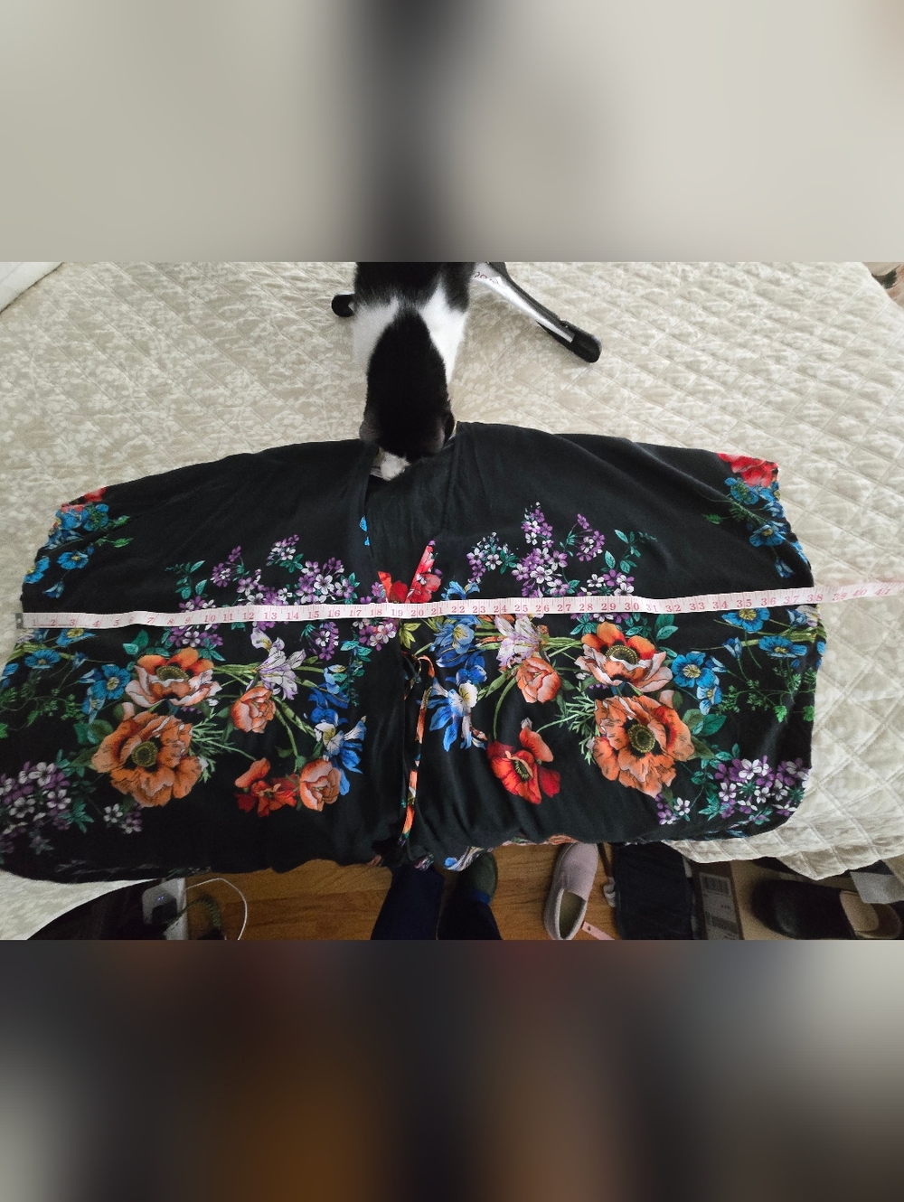 Johnny Was Black Floral Cover -up S/M - Picture 7 of 7